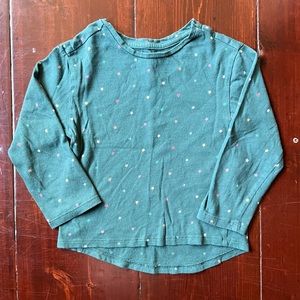Gap long sleeve green shirt with multi colored stars 4t